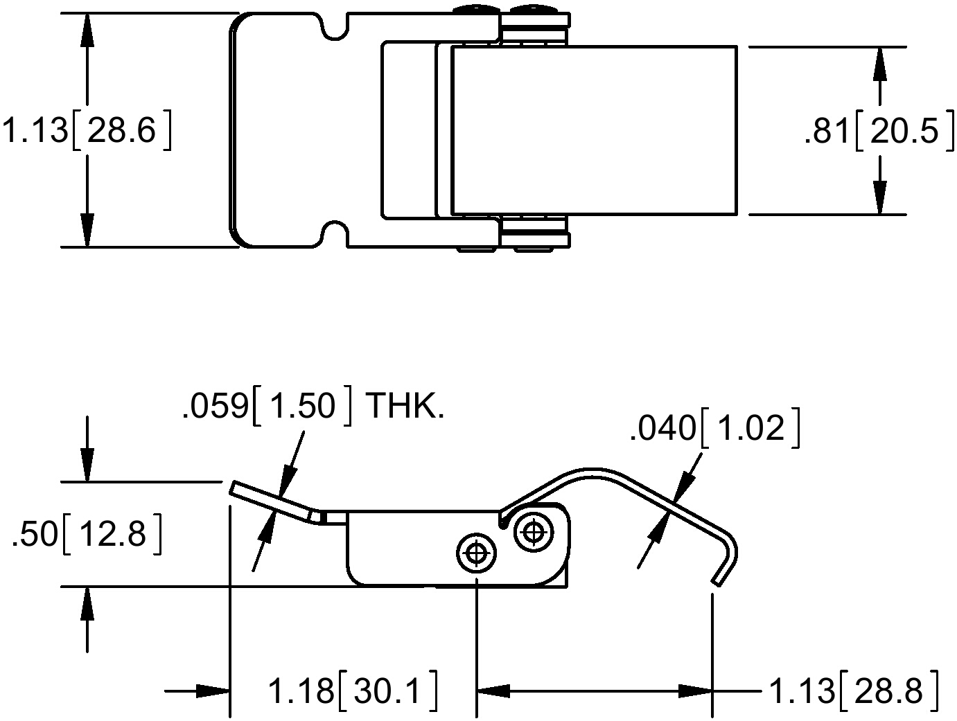 2176 OVER CENTER LATCH W/OUT BASE, ZINC PLATED